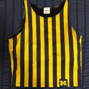 University of Michigan crop top - striped yellow and blue